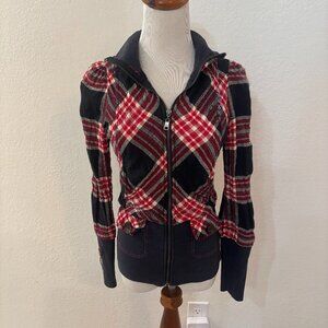 Yag Couture Tight Plaid Zip Up